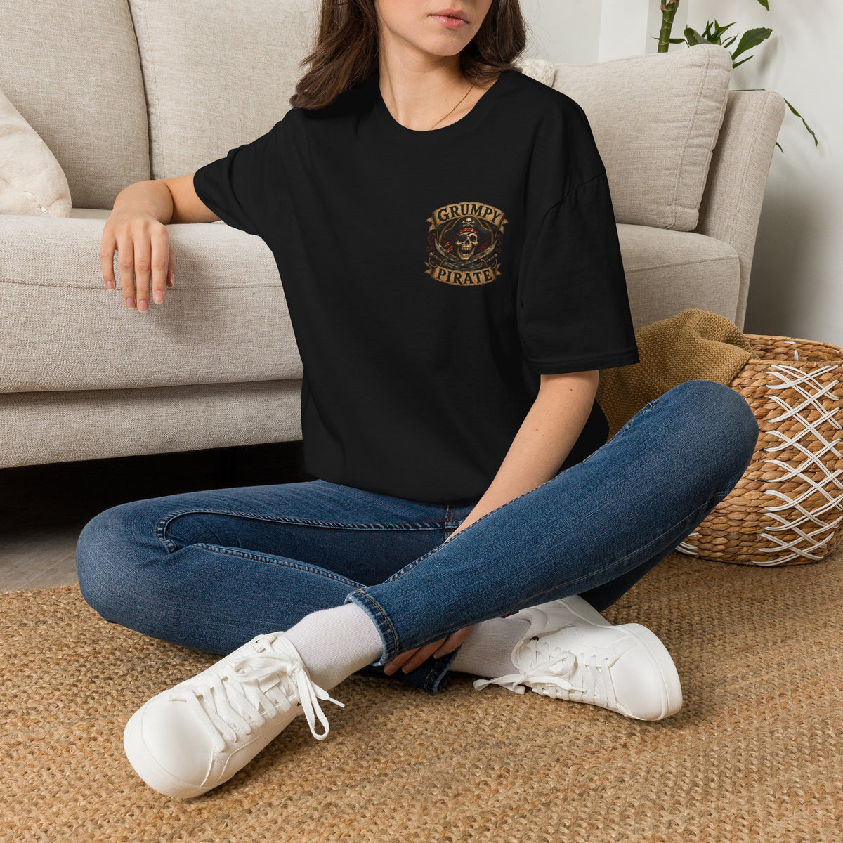 Captain of the S.S. Get Off My Deck Pirate Skeleton Shirt – Funny Grumpy Pirate Graphic Tee