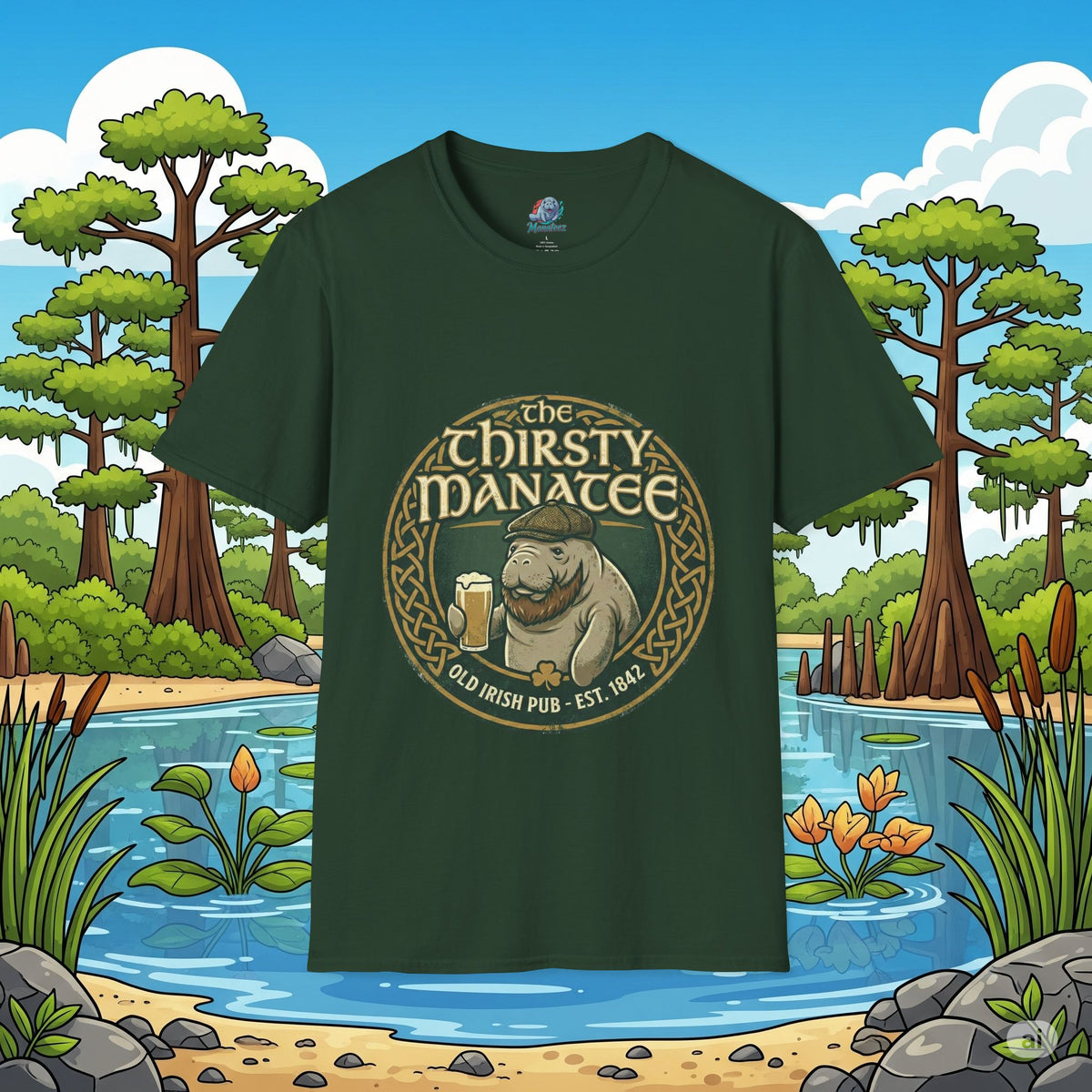 Thirsty Manatee Pub Emblem T-Shirt