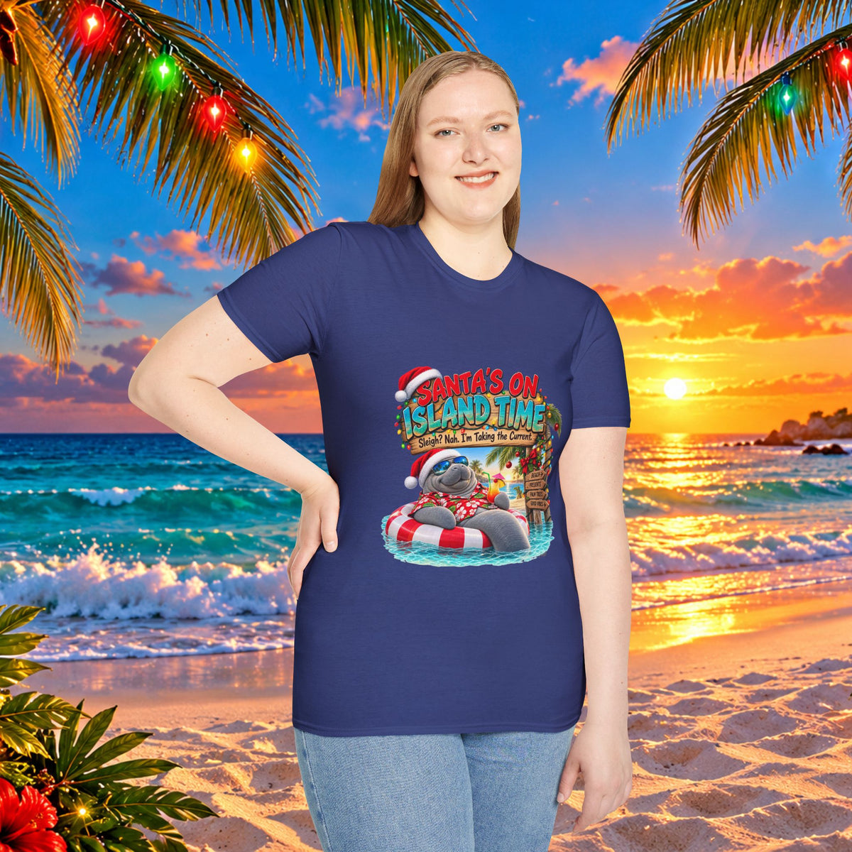 Santa’s on Island Time Christmas Beach T-Shirt