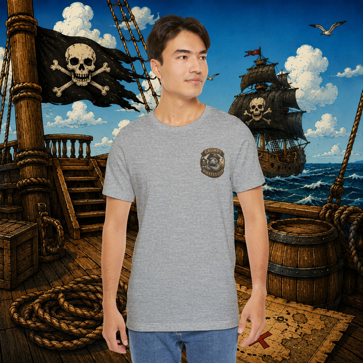 The Older the Pirate, The Better the Stories | Grumpy Pirate Club Manatee T-Shirt