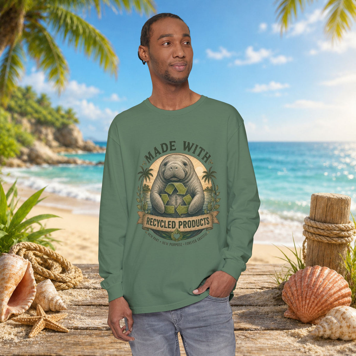 Made with Recycled Parts Funny Liver Transplant Manatee T-Shirt | Organ Donor Awareness Gift