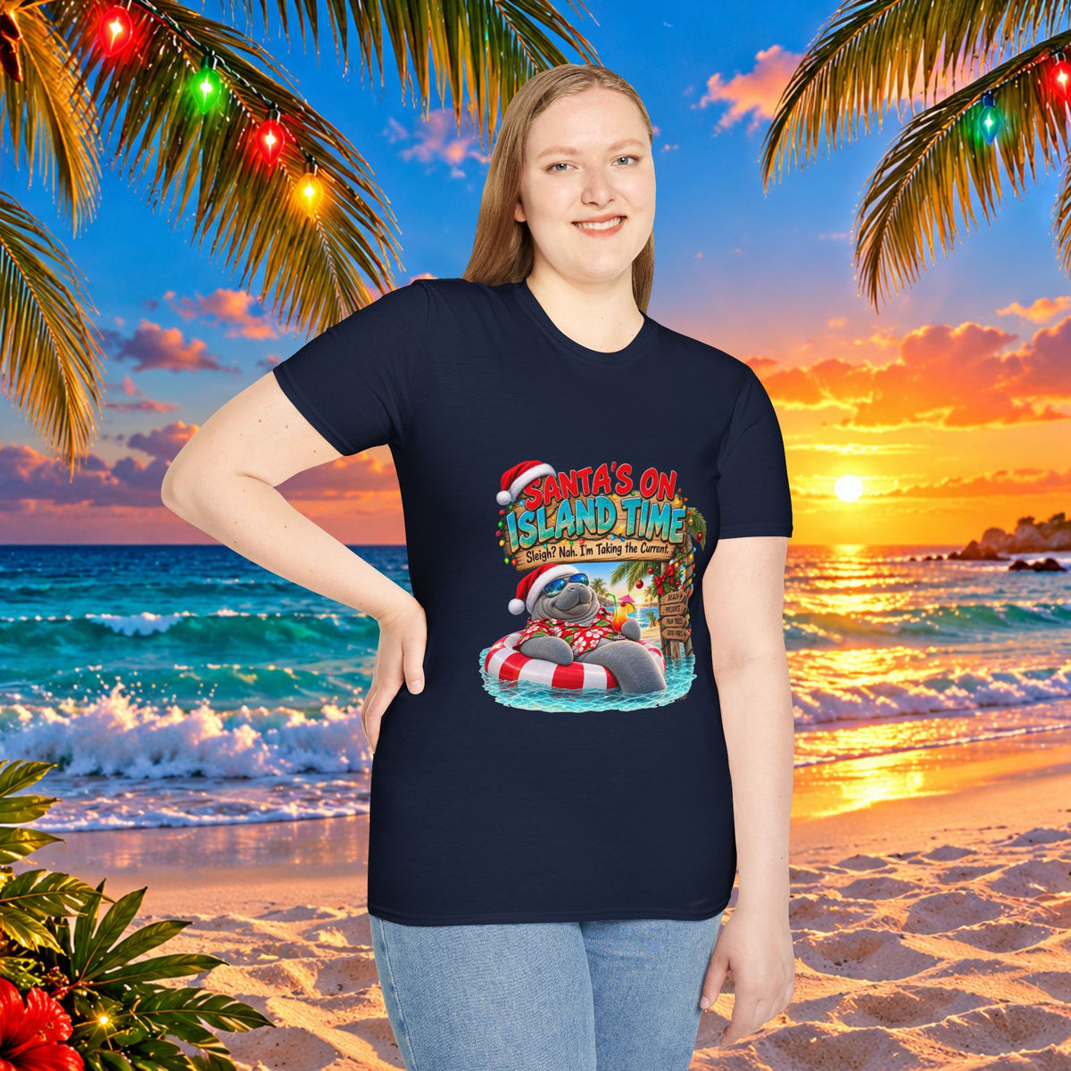 Santa’s on Island Time Christmas Beach T-Shirt