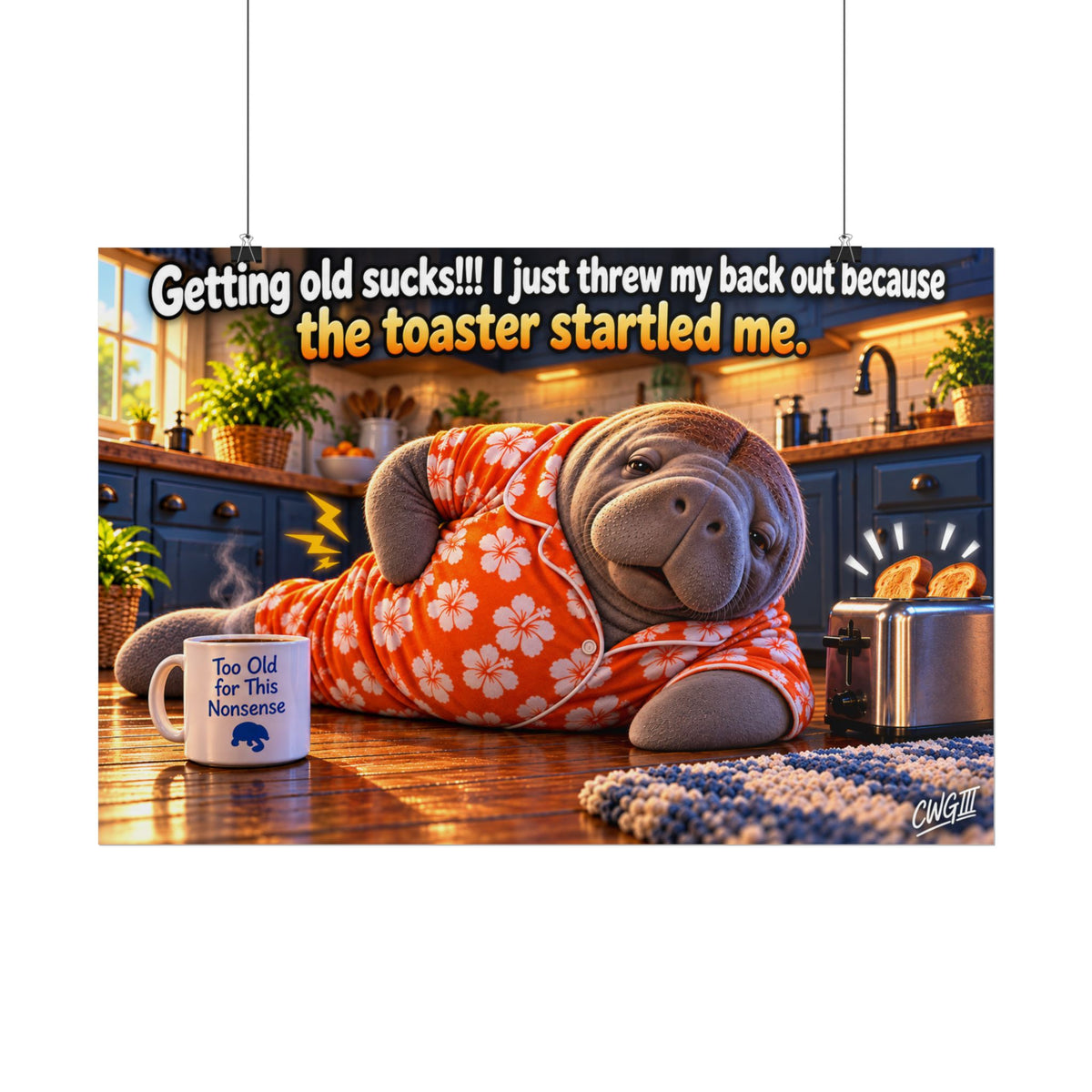 Getting Old Sucks Funny Manatee Rolled Poster