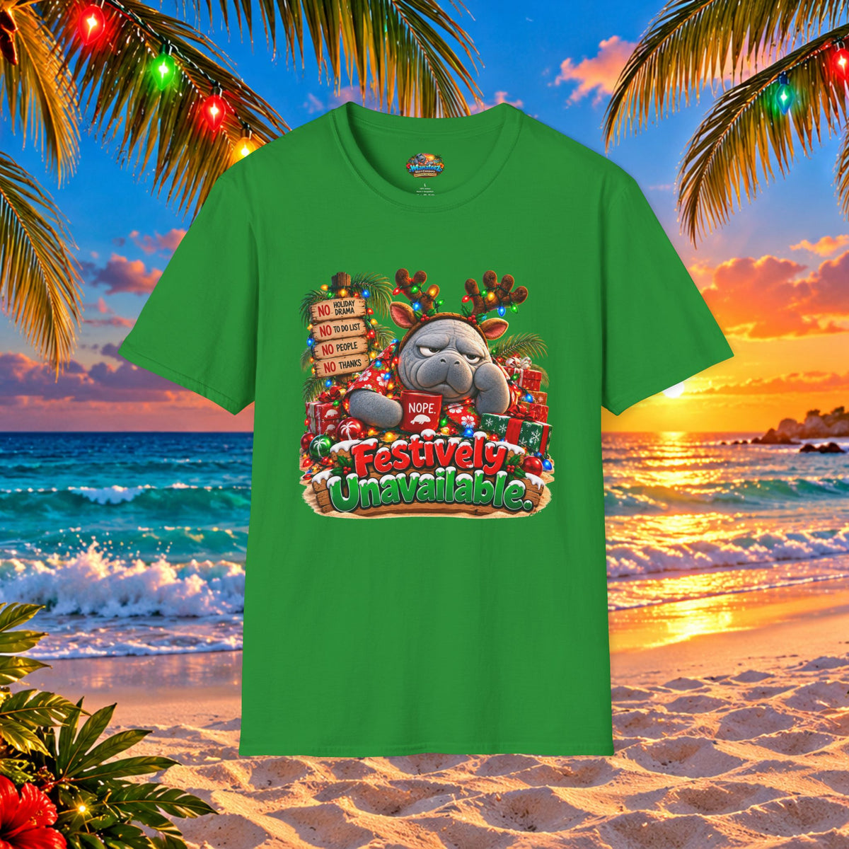 Festively Unavailable Christmas Manatee T-Shirt
