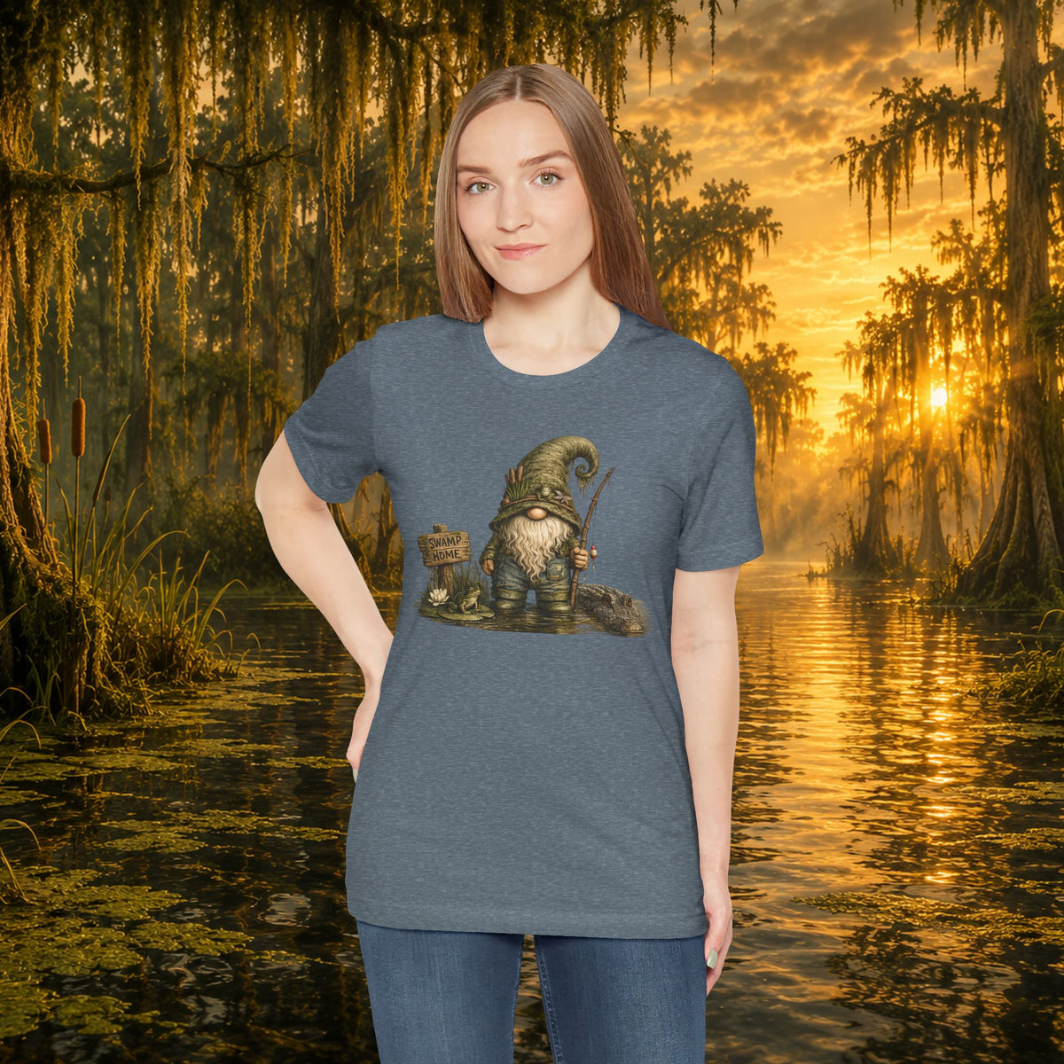 Swamp Gnome Shirt, Southern Swamp Life Tee, Fishing Gnome T-Shirt, Bayou Gnome Shirt, Alligator Gnome, Frog Lover Gift, Country Swamp Shirt