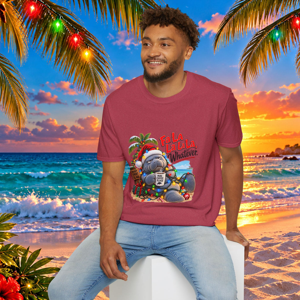 Fa La La La La Tropical Christmas Manatee T-Shirt