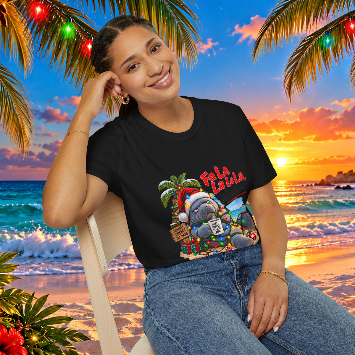 Fa La La La La Tropical Christmas Manatee T-Shirt