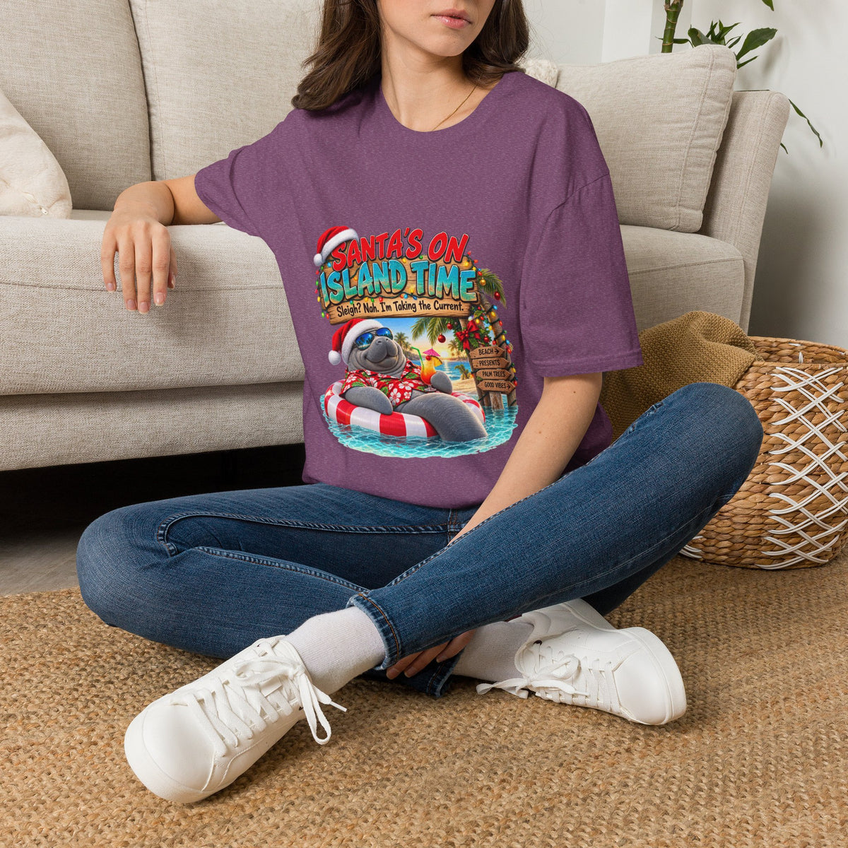 Santa’s on Island Time Christmas Beach T-Shirt