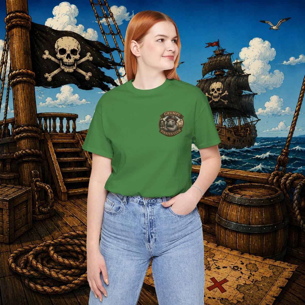 Grumpier Than a Manatee Without Snacks | Funny Pirate Manatee T-Shirt