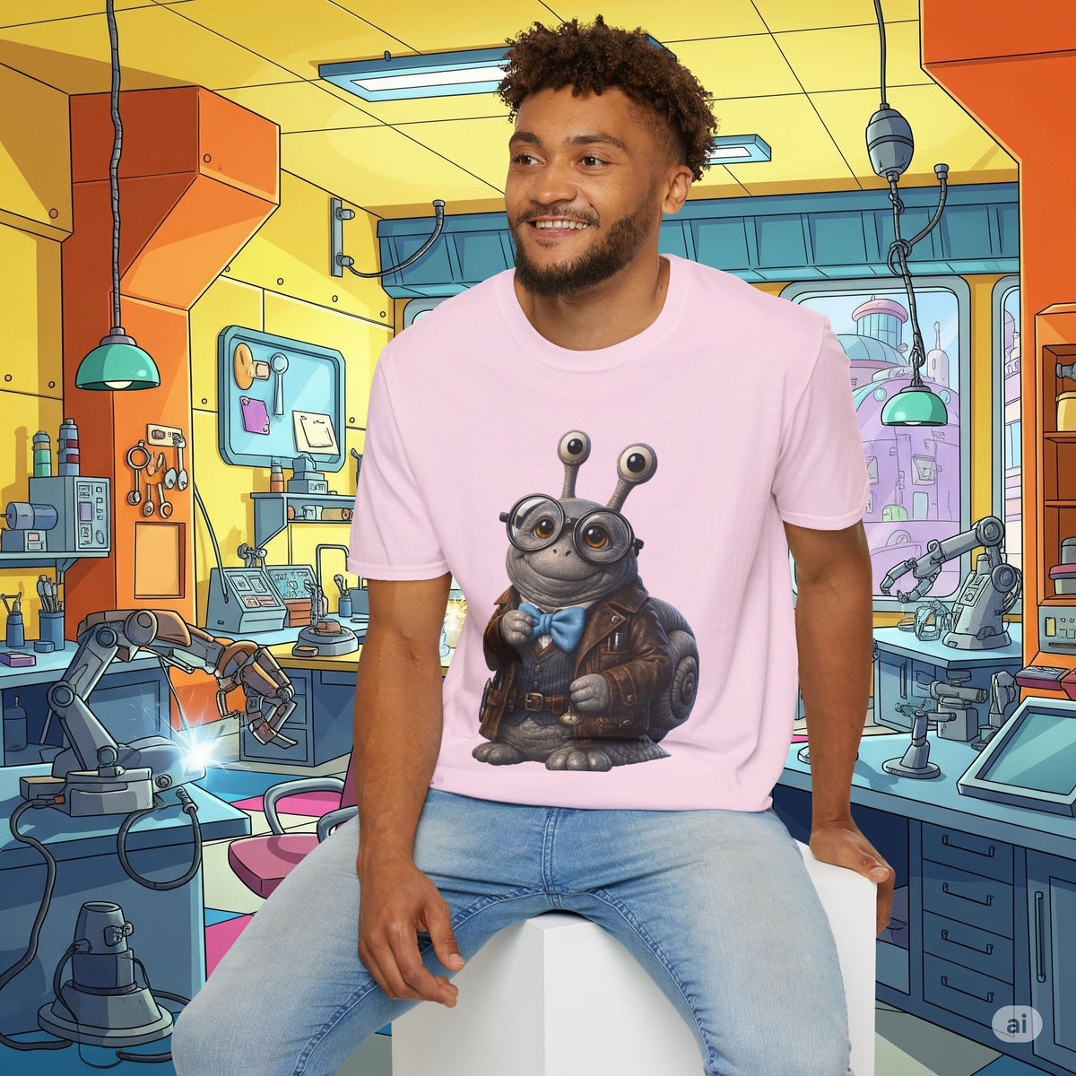 Cute Nerdy Snail Shirt | Steampunk Professor Snail Graphic Tee | Funny Bookworm Animal T-Shirt