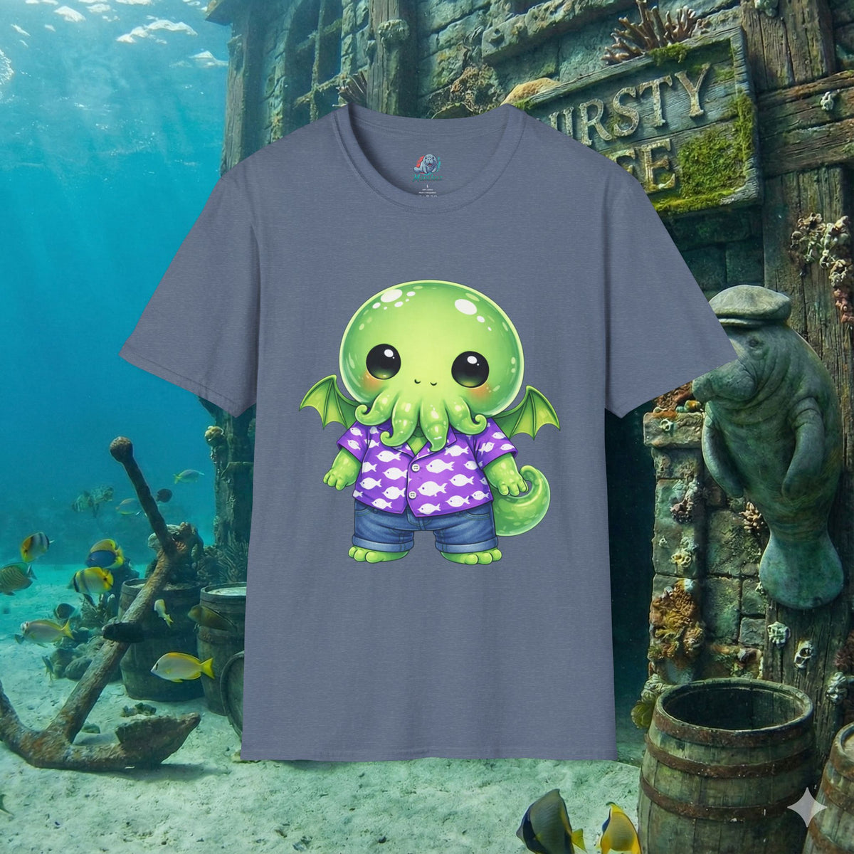 Cute Cthulhu Hawaiian Shirt T-Shirt | Kawaii Lovecraft Monster Graphic Tee | Adorable Tentacle Creature Shirt