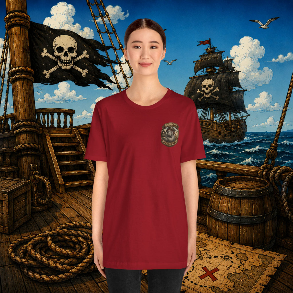 Beware of Old Pirates With Nothing Left to Prove | Grumpy Pirate Club Manatee T-Shirt