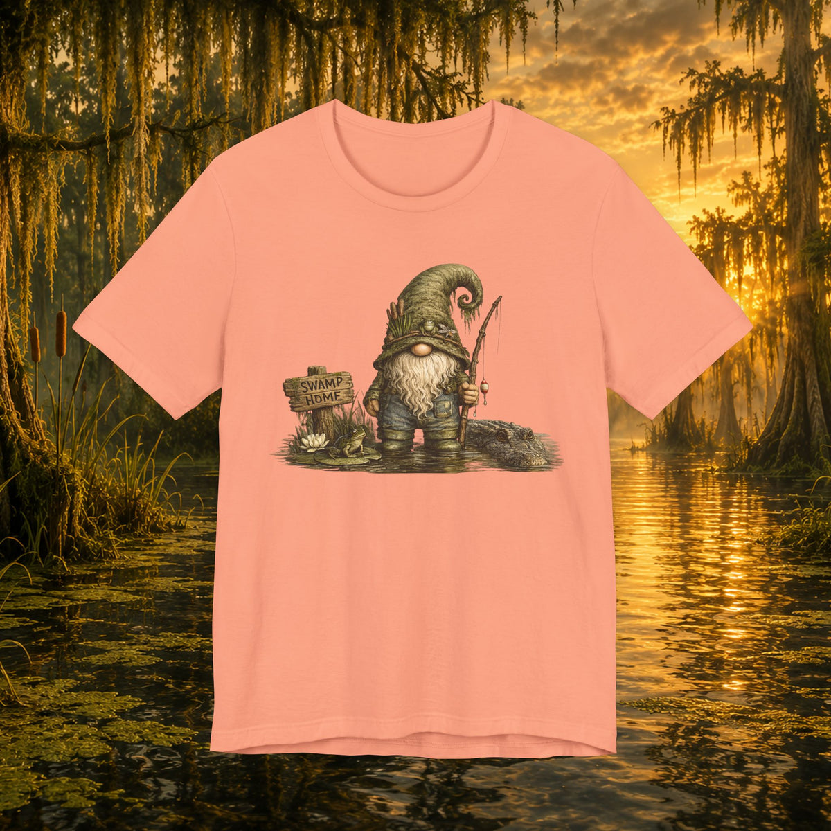 Swamp Gnome Shirt, Southern Swamp Life Tee, Fishing Gnome T-Shirt, Bayou Gnome Shirt, Alligator Gnome, Frog Lover Gift, Country Swamp Shirt