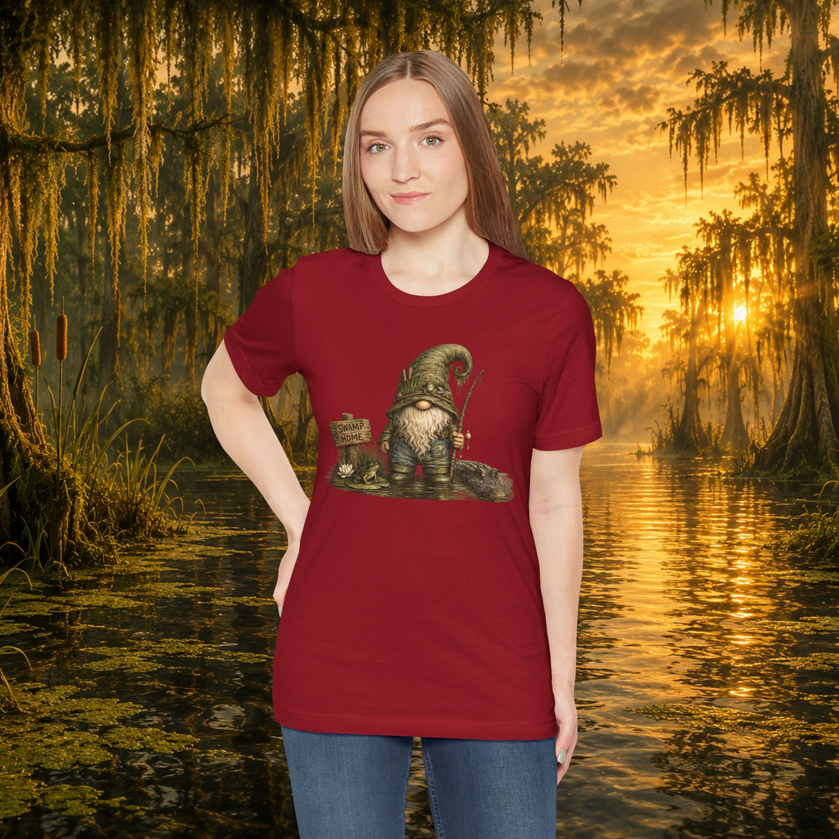 Swamp Gnome Shirt, Southern Swamp Life Tee, Fishing Gnome T-Shirt, Bayou Gnome Shirt, Alligator Gnome, Frog Lover Gift, Country Swamp Shirt