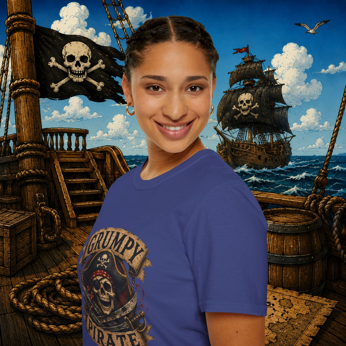 Grumpy Pirate Skull T-Shirt