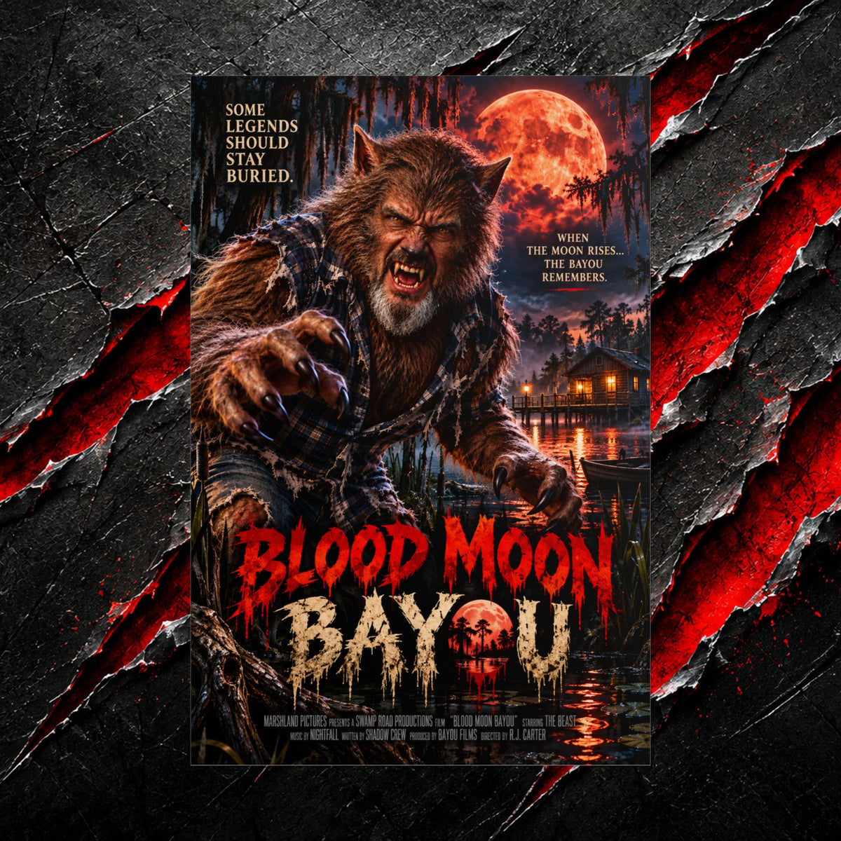 Blood Moon Bayou Werewolf Horror Rolled Movie Poster