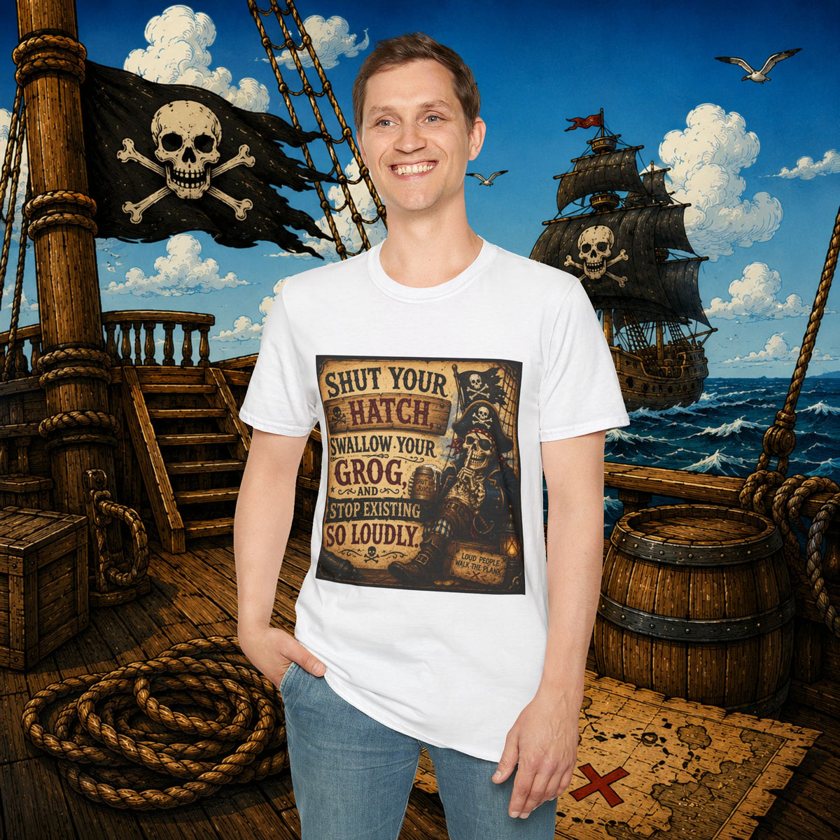 Shut Your Hatch Swallow Your Grog Pirate T-Shirt
