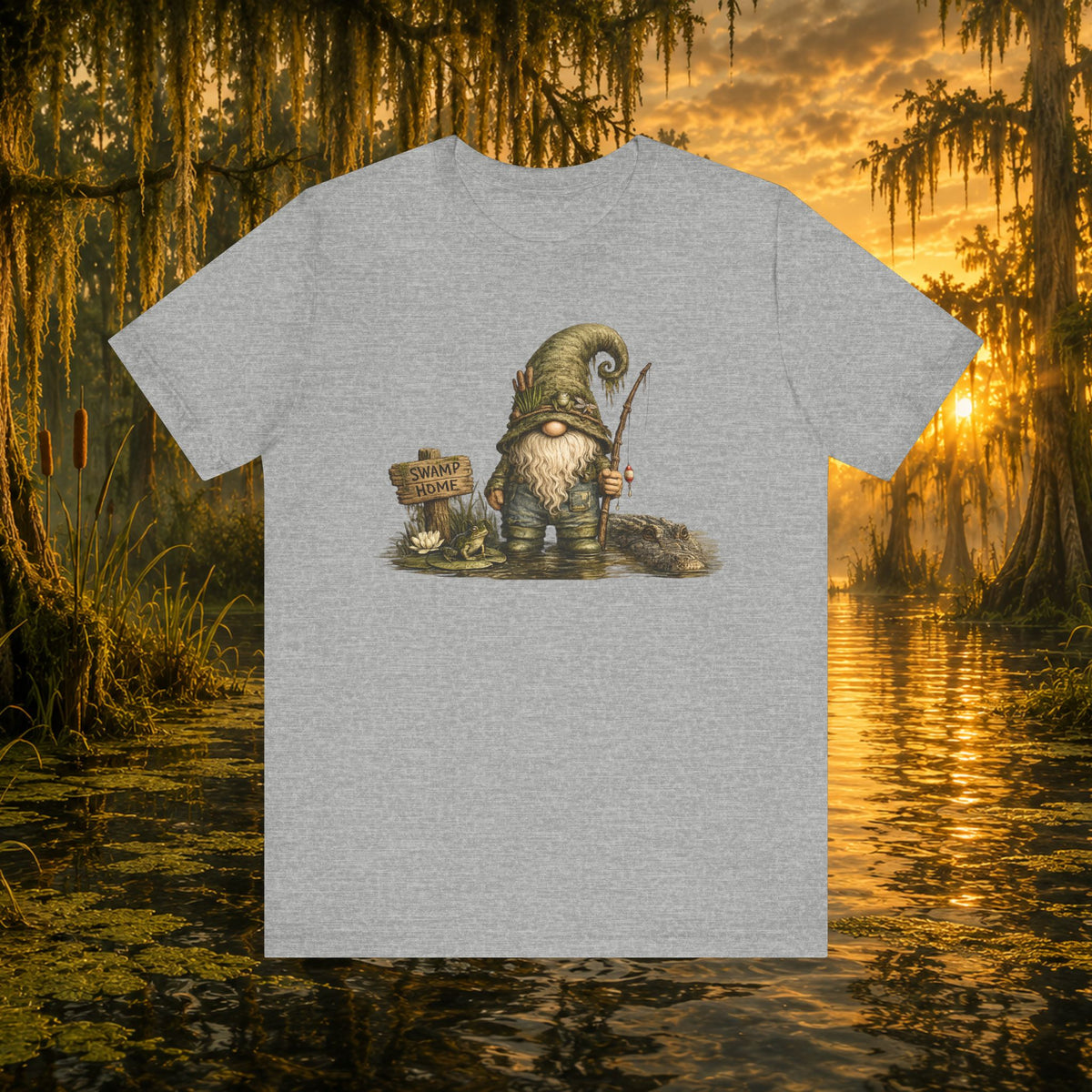 Swamp Gnome Shirt, Southern Swamp Life Tee, Fishing Gnome T-Shirt, Bayou Gnome Shirt, Alligator Gnome, Frog Lover Gift, Country Swamp Shirt