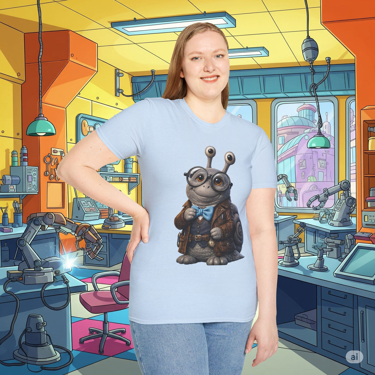 Cute Nerdy Snail Shirt | Steampunk Professor Snail Graphic Tee | Funny Bookworm Animal T-Shirt