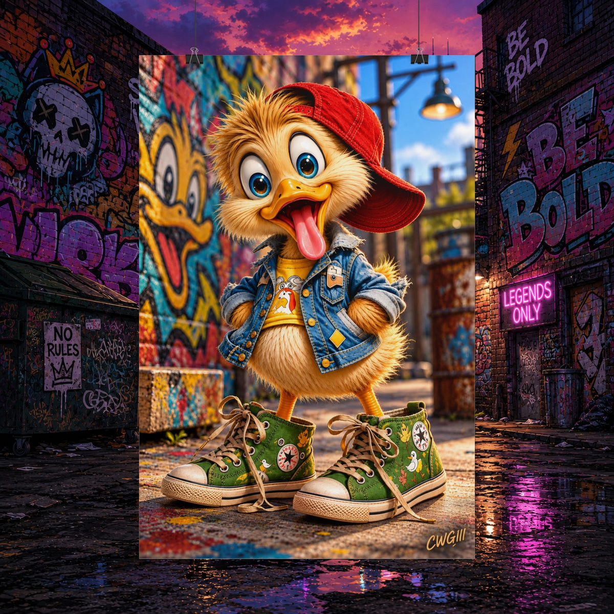 Streetwear Duckling Graffiti Rolled Poster