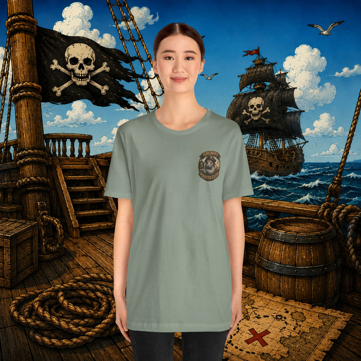 Beware of Old Pirates With Nothing Left to Prove | Grumpy Pirate Club Manatee T-Shirt