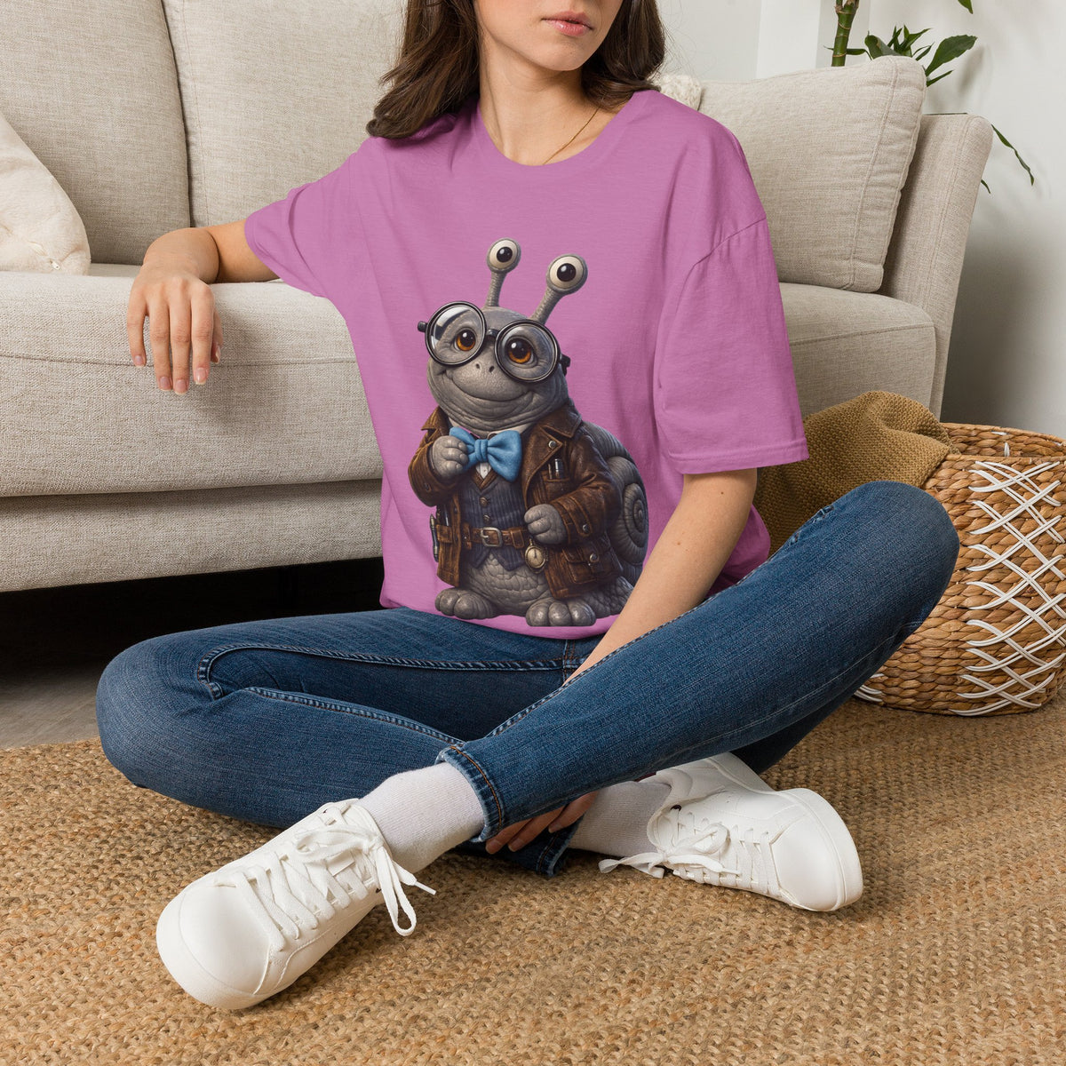 Cute Nerdy Snail Shirt | Steampunk Professor Snail Graphic Tee | Funny Bookworm Animal T-Shirt