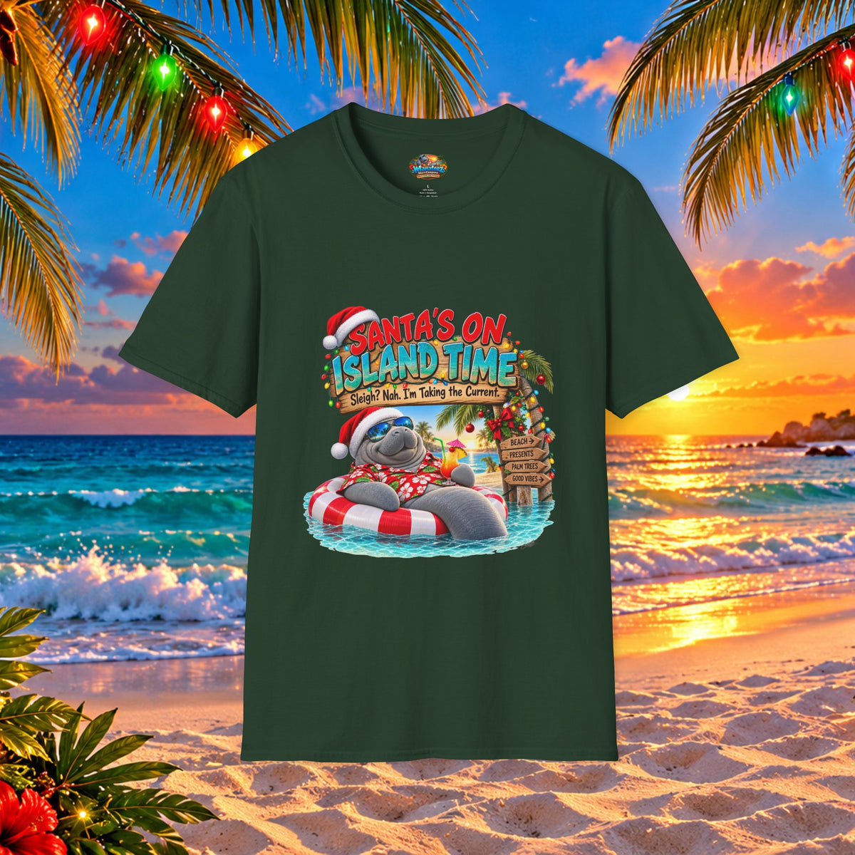 Santa’s on Island Time Christmas Beach T-Shirt