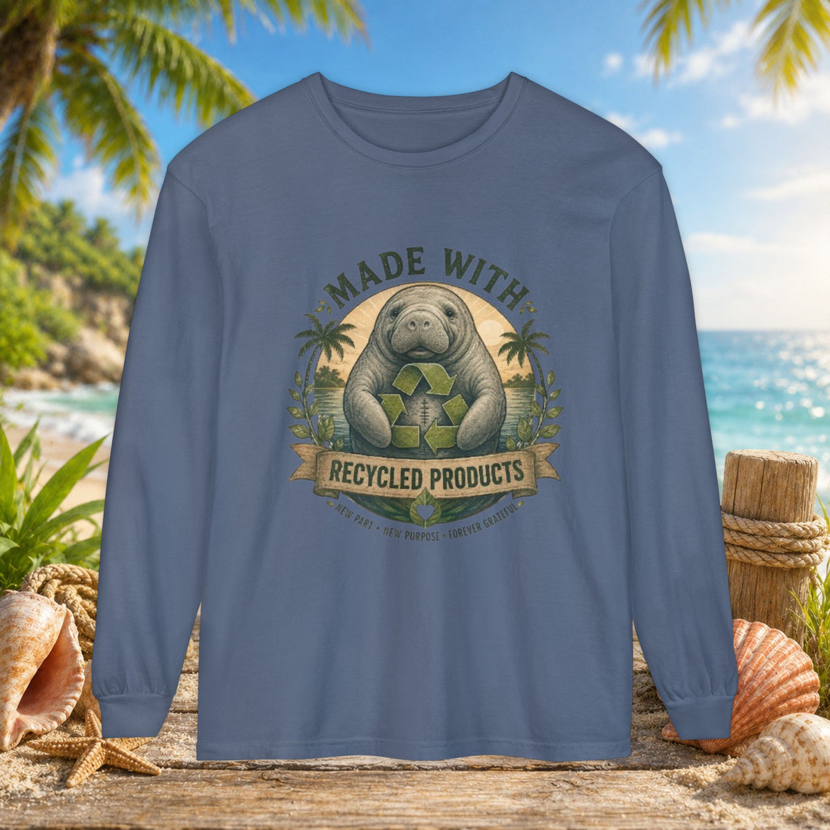 Made with Recycled Parts Funny Liver Transplant Manatee T-Shirt | Organ Donor Awareness Gift