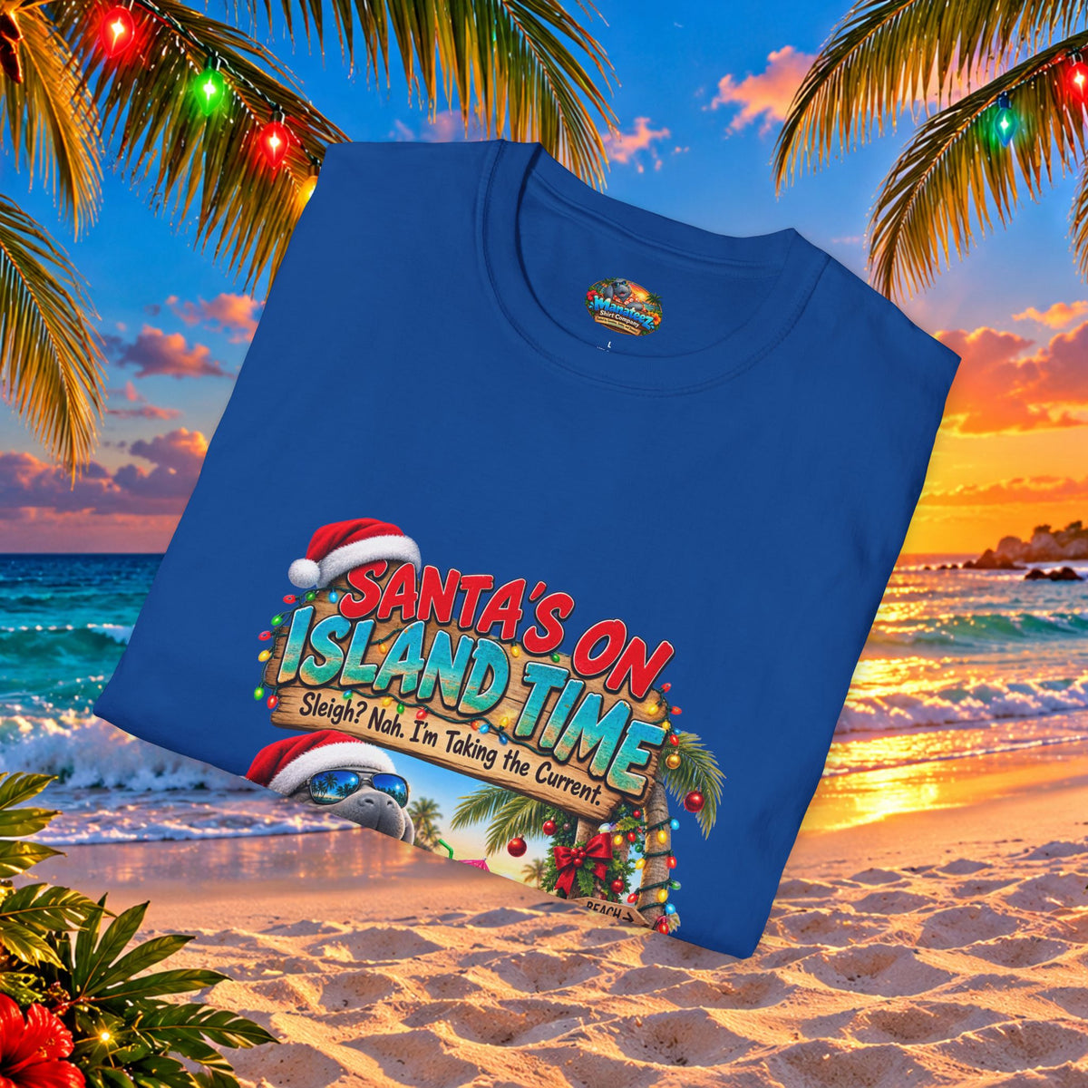Santa’s on Island Time Christmas Beach T-Shirt