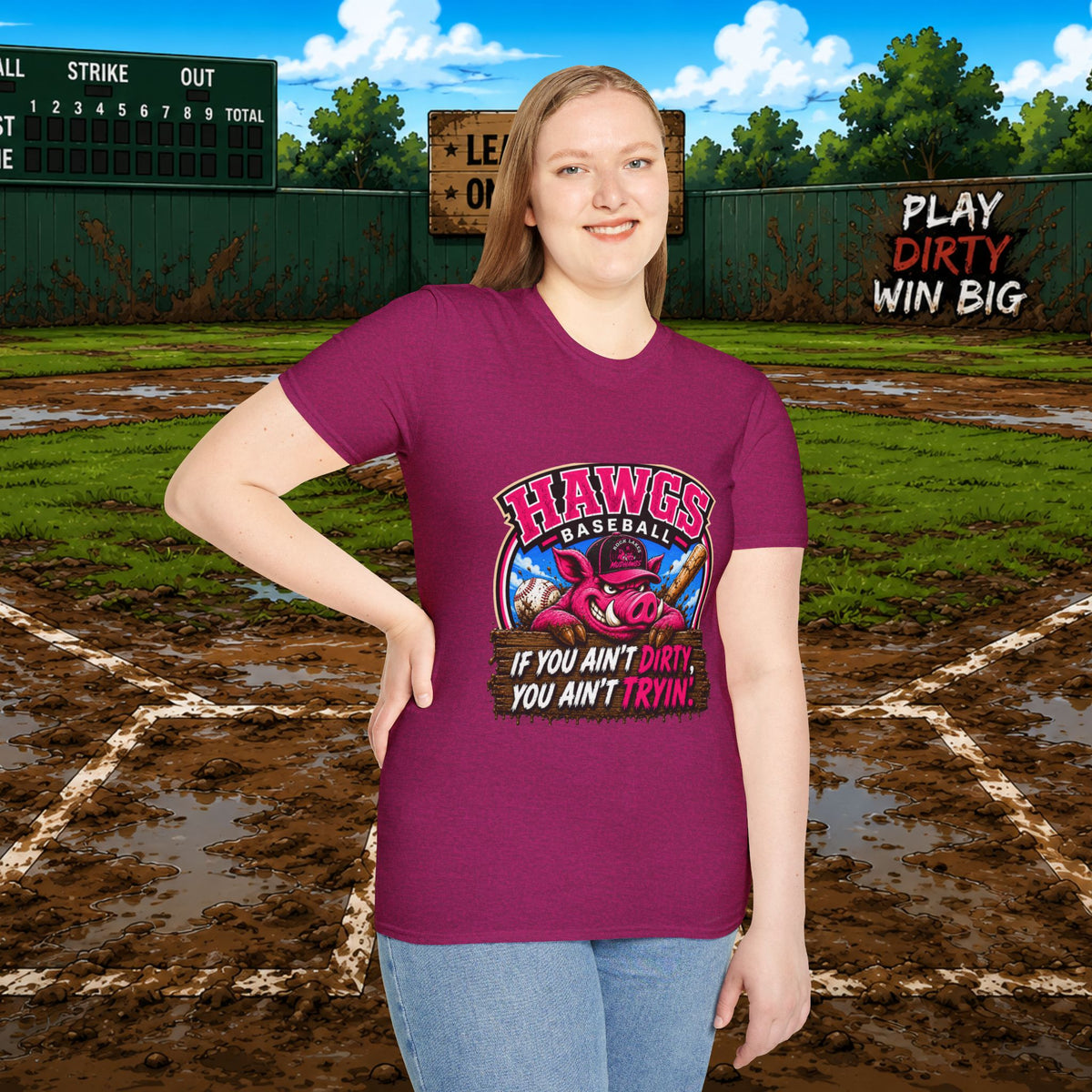 Hawgs Baseball “If You Ain’t Dirty, You Ain’t Tryin’” T-Shirt