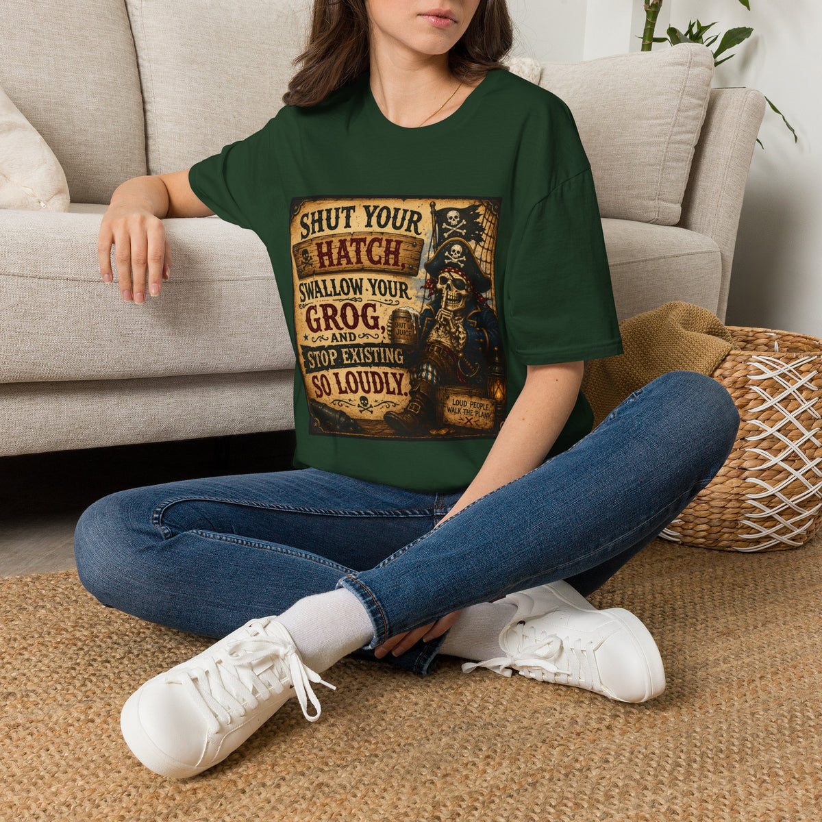 Shut Your Hatch Swallow Your Grog Pirate T-Shirt