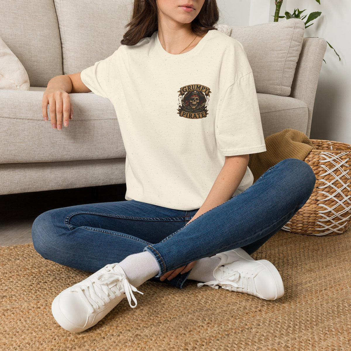 Captain of the S.S. Get Off My Deck Pirate Skeleton Shirt – Funny Grumpy Pirate Graphic Tee