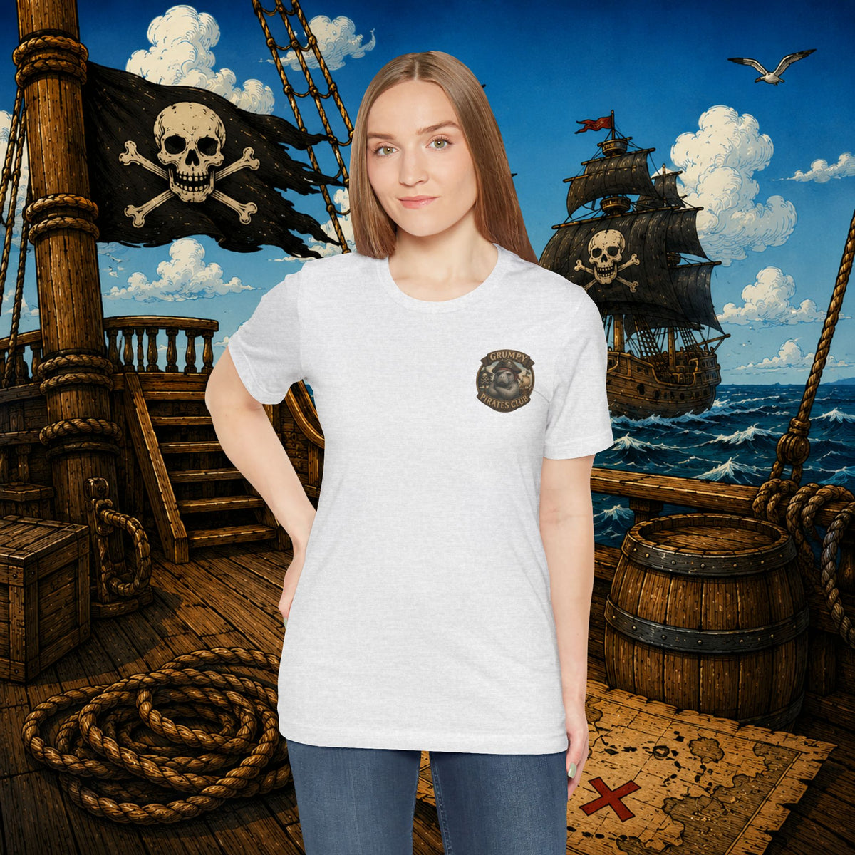 The Older the Pirate, The Better the Stories | Grumpy Pirate Club Manatee T-Shirt