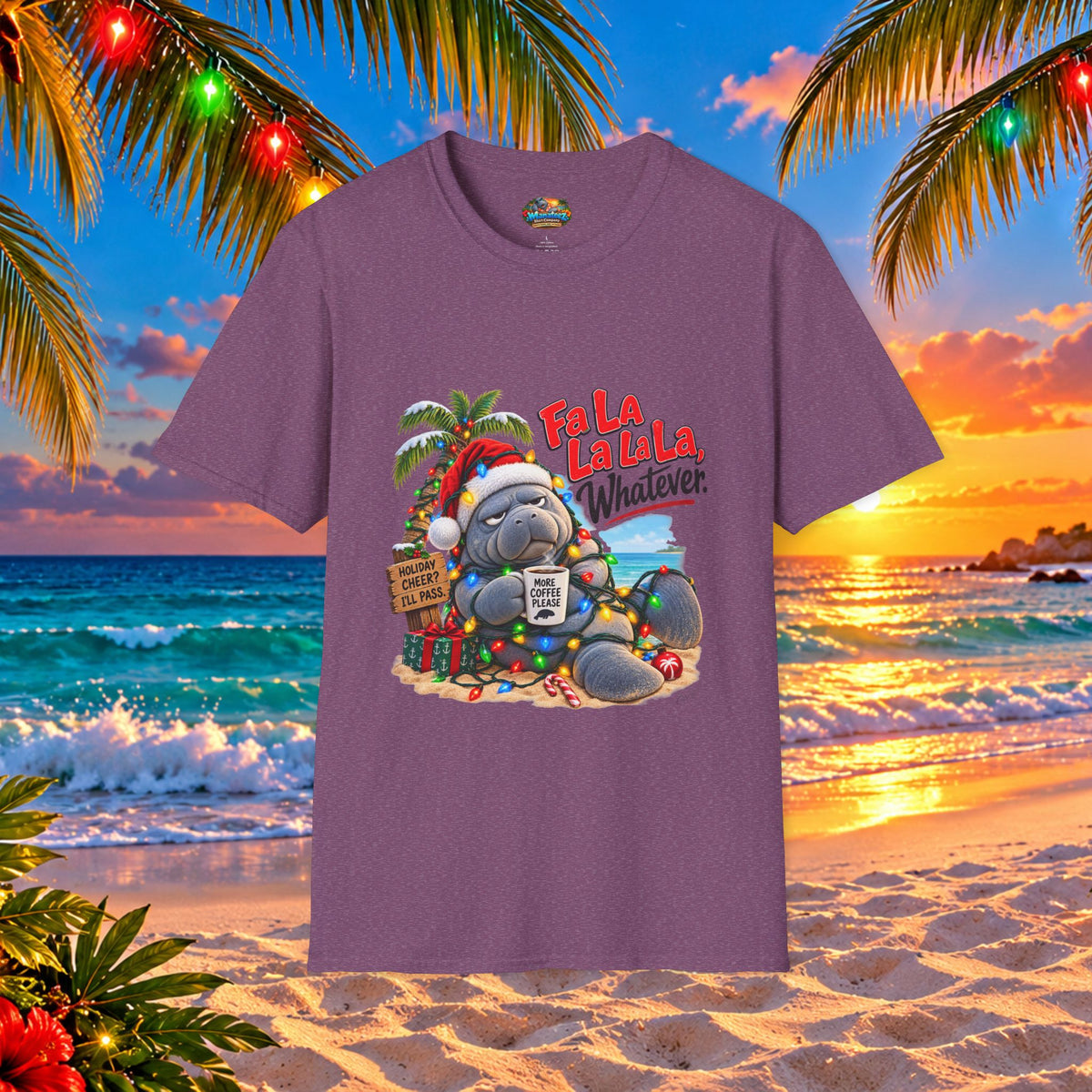 Fa La La La La Tropical Christmas Manatee T-Shirt