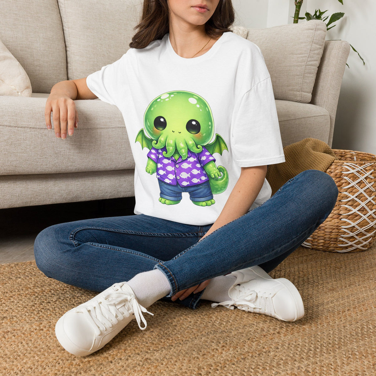 Cute Cthulhu Hawaiian Shirt T-Shirt | Kawaii Lovecraft Monster Graphic Tee | Adorable Tentacle Creature Shirt