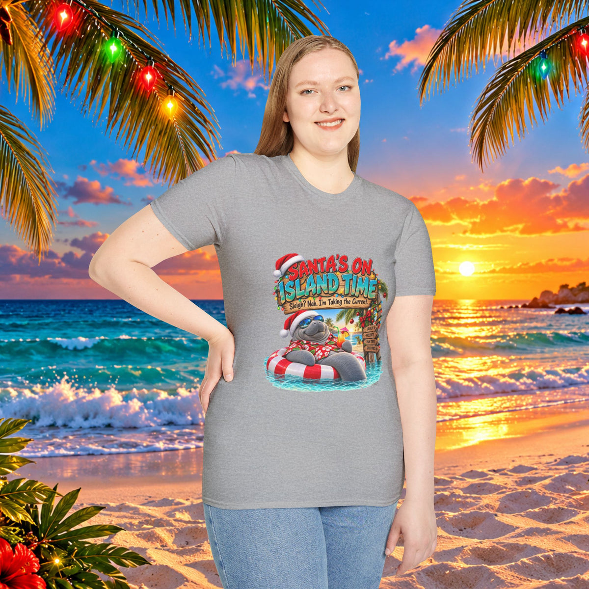 Santa’s on Island Time Christmas Beach T-Shirt
