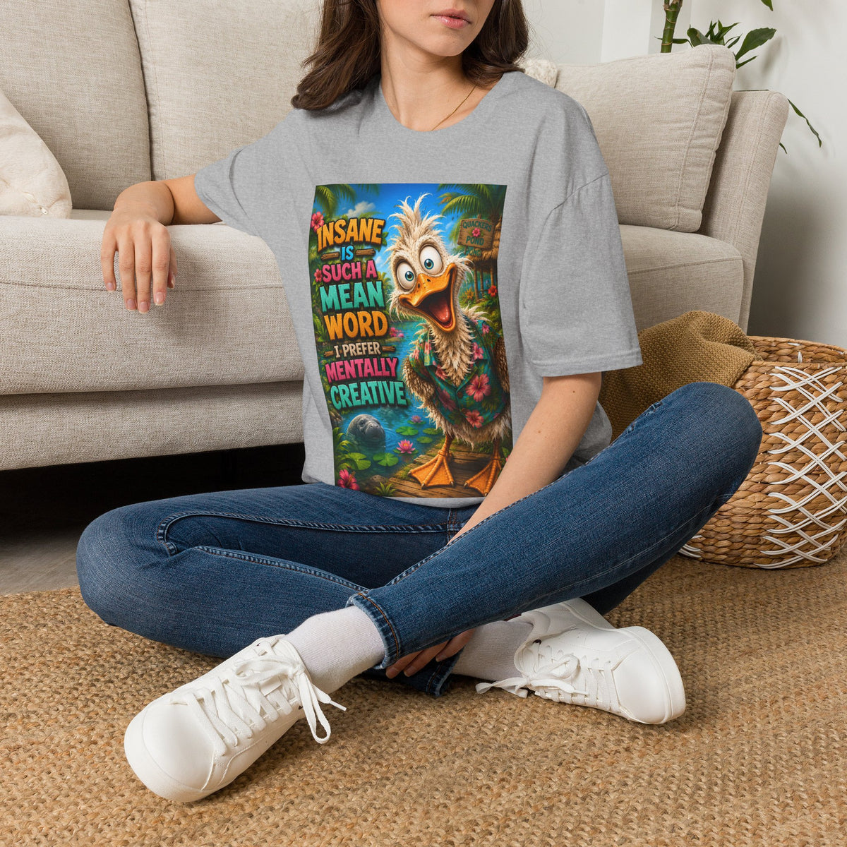 Insane Is Such a Mean Word I Prefer Mentally Creative Funny Duck Shirt | Crazy Ostrich Hawaiian Tee Background
