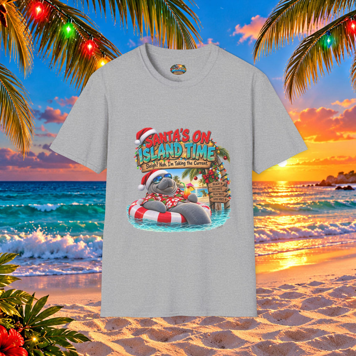 Santa’s on Island Time Christmas Beach T-Shirt