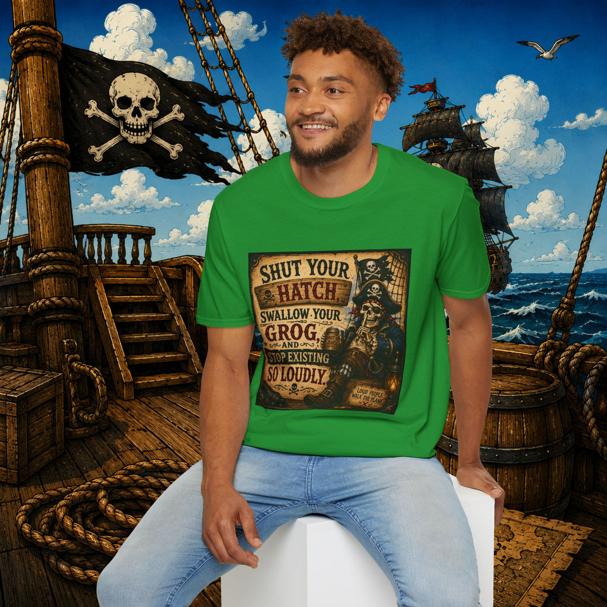 Shut Your Hatch Swallow Your Grog Pirate T-Shirt