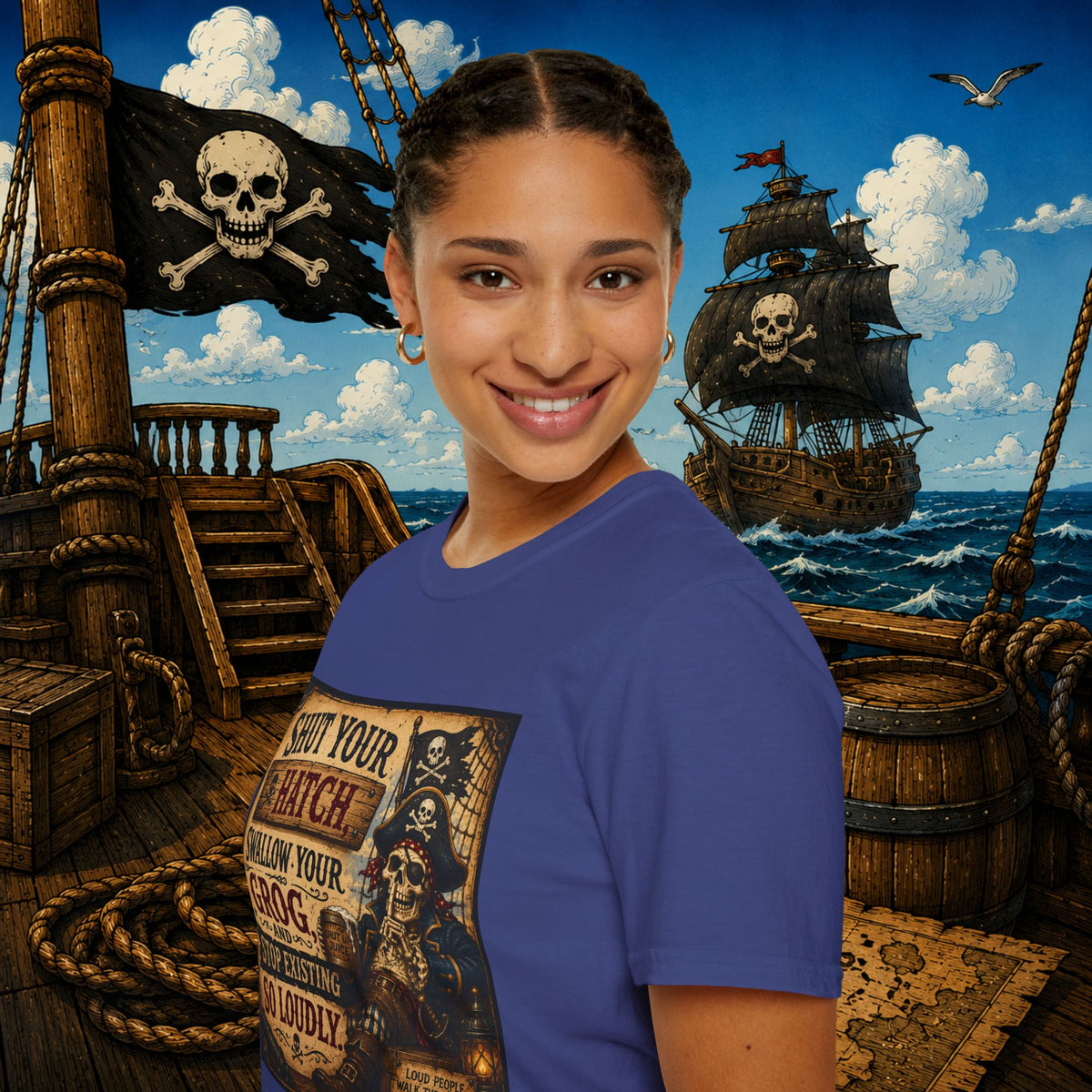 Shut Your Hatch Swallow Your Grog Pirate T-Shirt