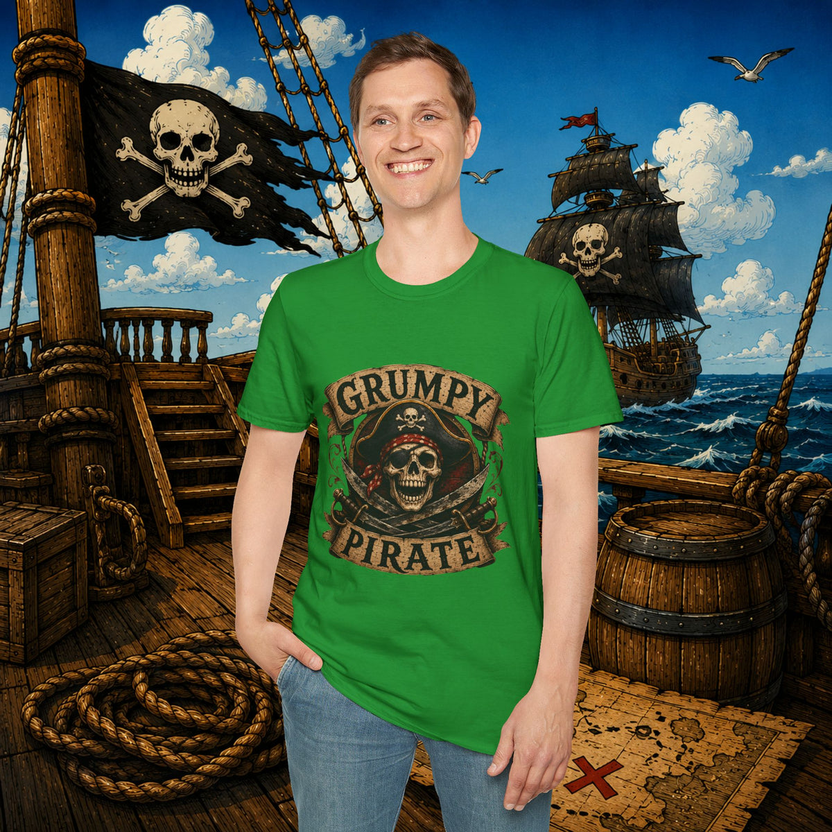 Grumpy Pirate Skull T-Shirt