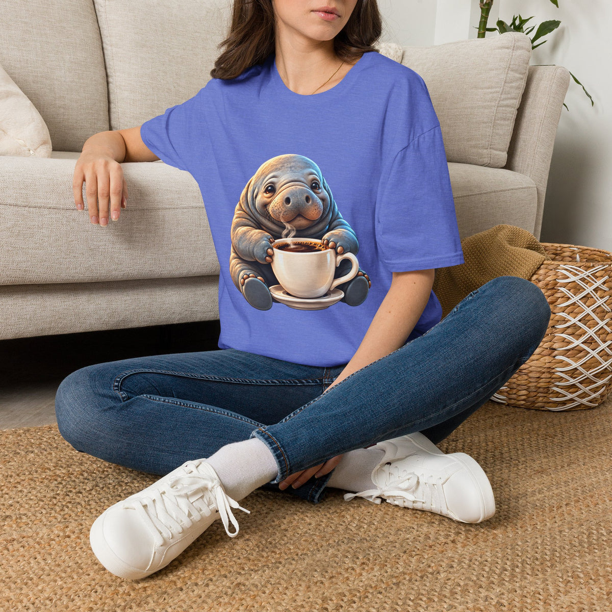 Manatee Drinking Coffee T-Shirt