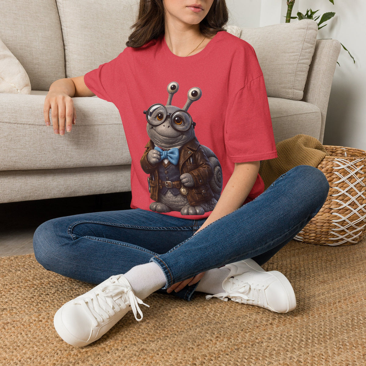 Cute Nerdy Snail Shirt | Steampunk Professor Snail Graphic Tee | Funny Bookworm Animal T-Shirt