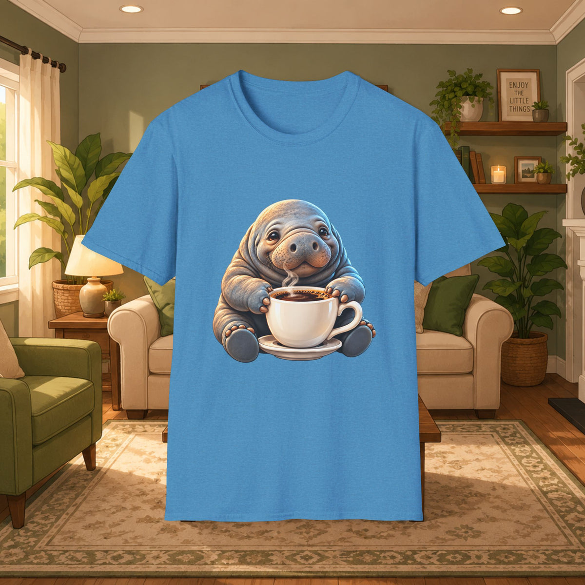 Manatee Drinking Coffee T-Shirt