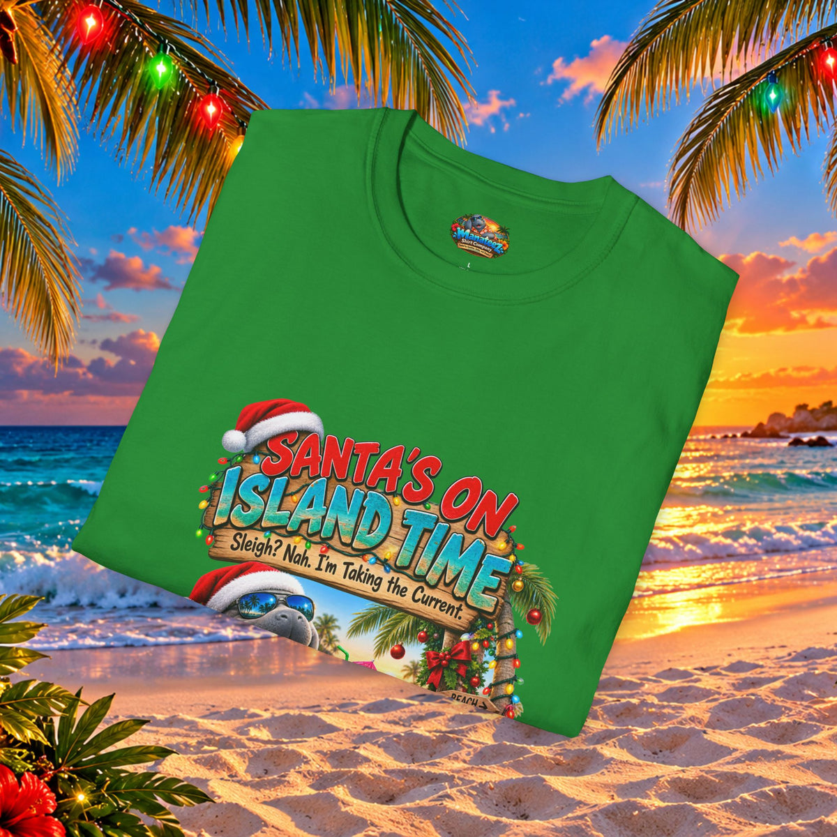 Santa’s on Island Time Christmas Beach T-Shirt
