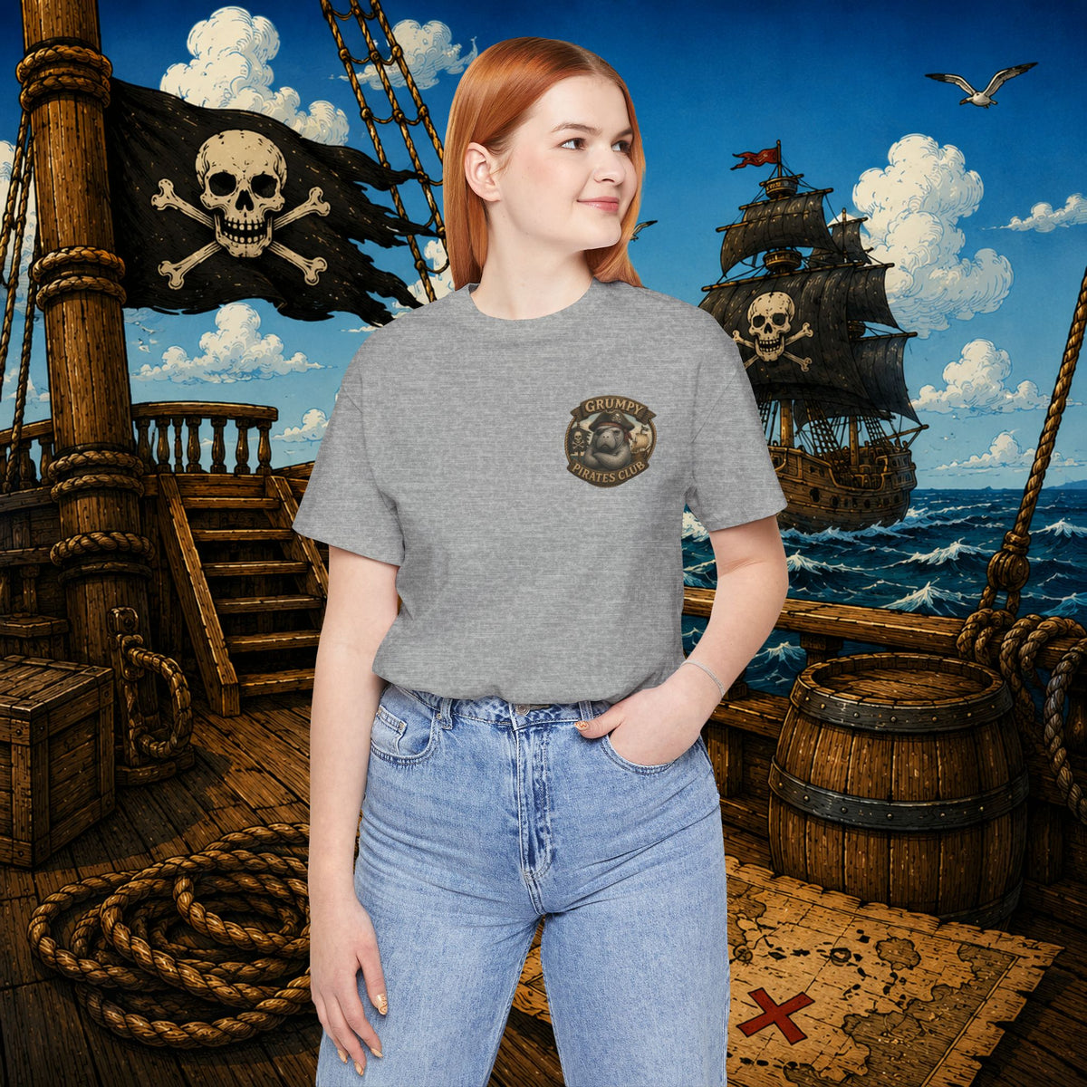 Grumpier Than a Manatee Without Snacks | Funny Pirate Manatee T-Shirt