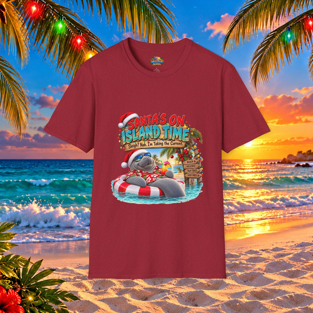 Santa’s on Island Time Christmas Beach T-Shirt