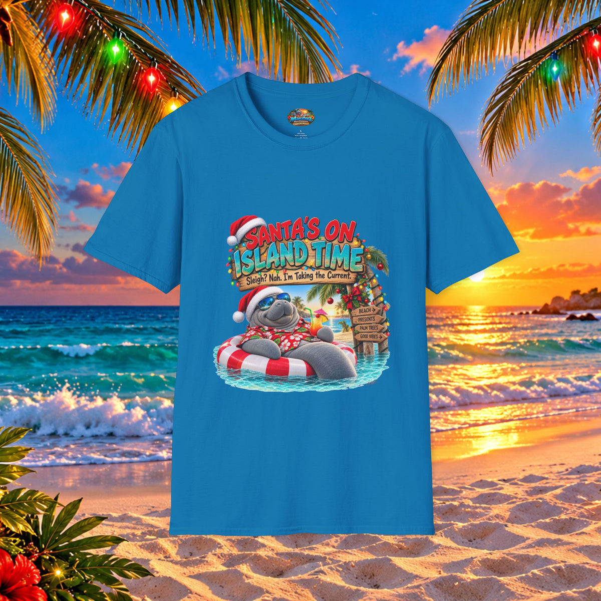 Santa’s on Island Time Christmas Beach T-Shirt