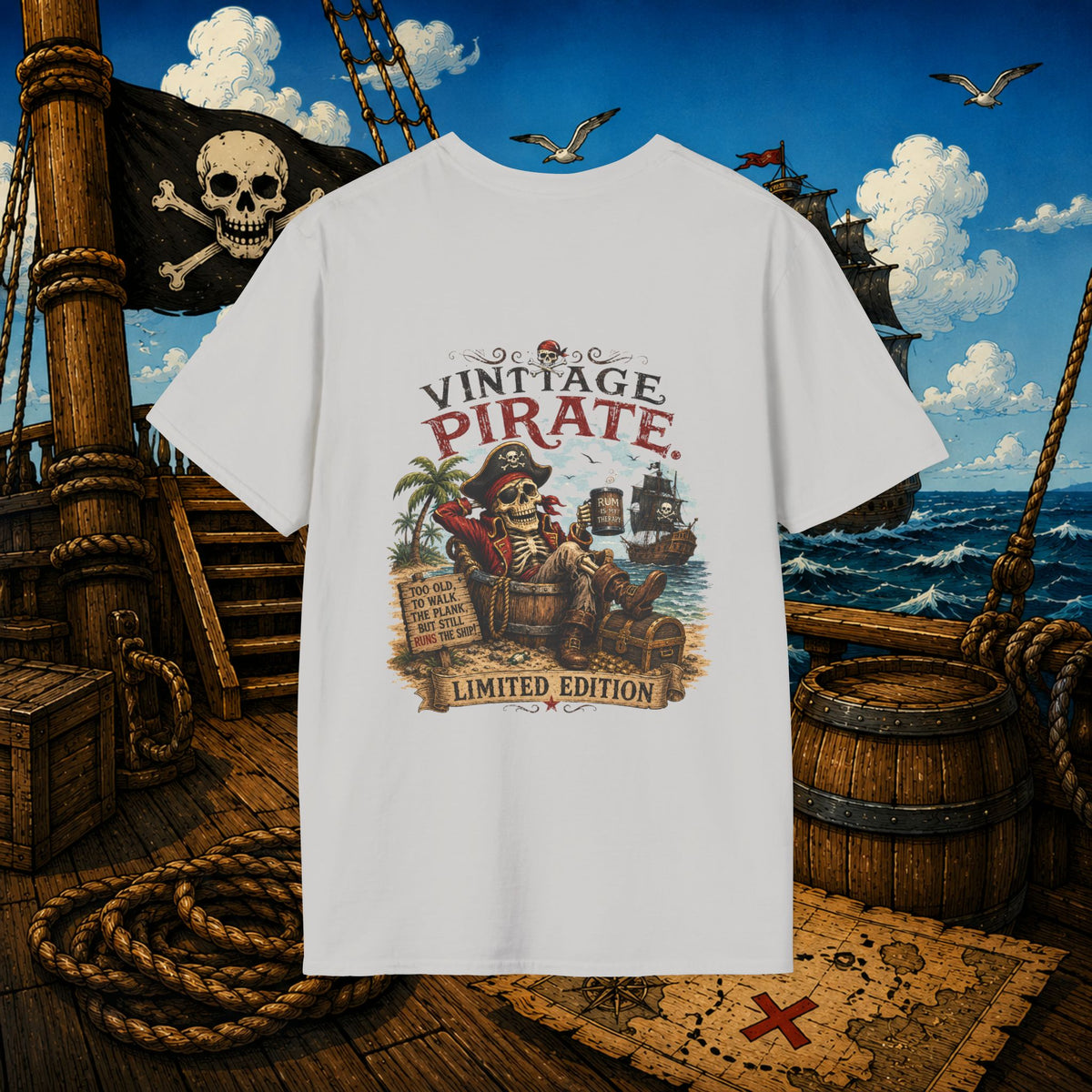 Vintage Pirate Limited Edition – Funny Aging Pirate Skeleton T-Shirt | Old Pirate Humor Tee
