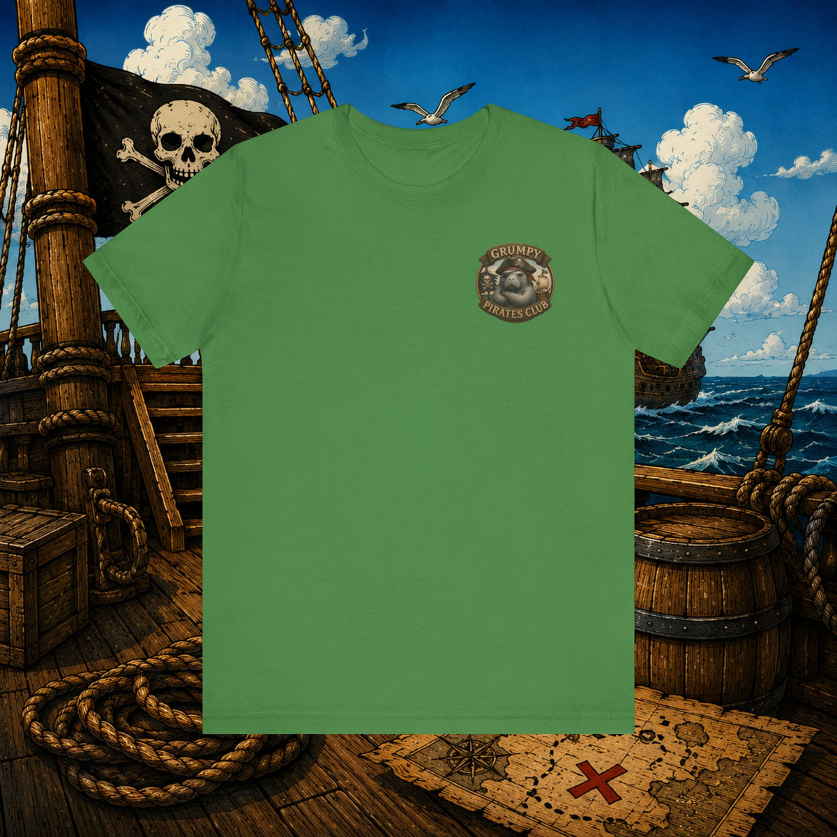 Beware of Old Pirates With Nothing Left to Prove | Grumpy Pirate Club Manatee T-Shirt